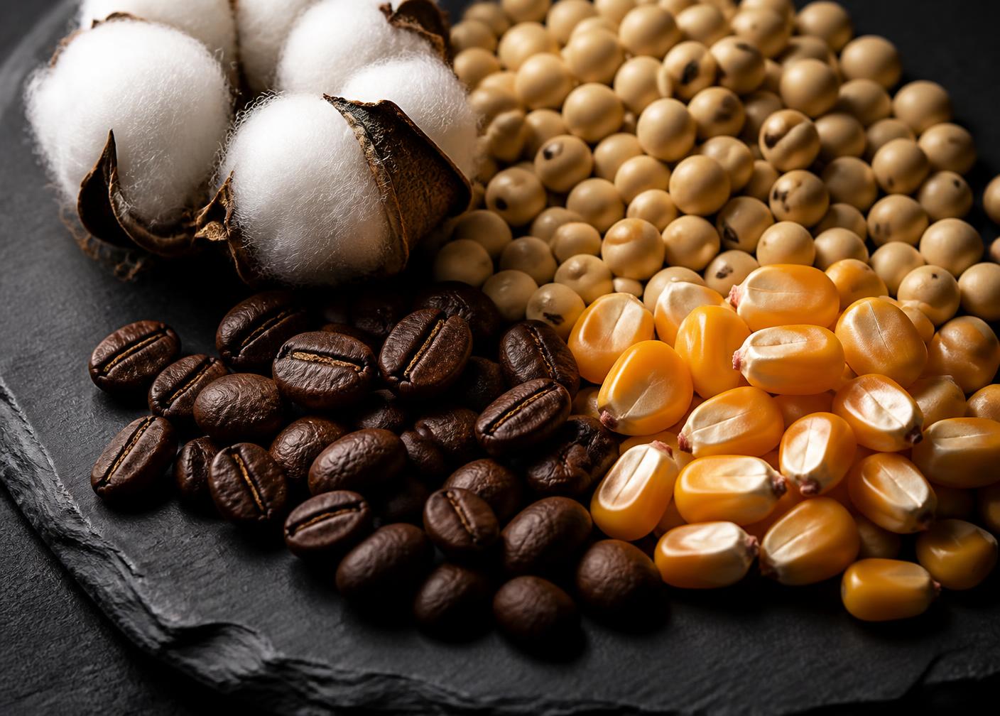 Soja, milho, café e algodão brasileiros